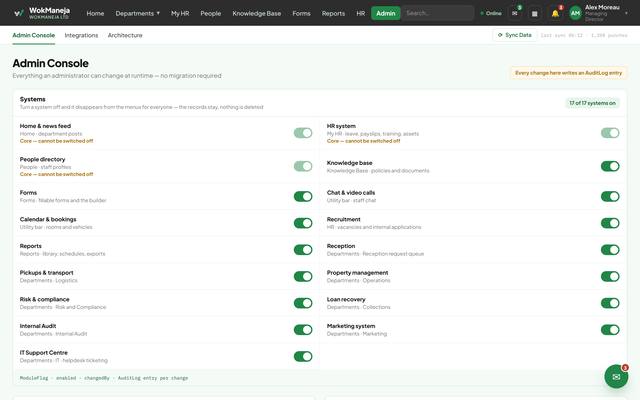 WokManeja Intranet: access and settings