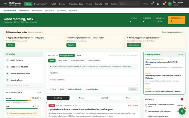 WokManeja Home dashboard screen